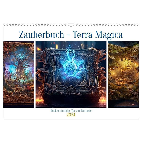 Zauberbuch - Terra Magica (Wandkalender 2024 DIN A3 quer), CALVENDO Monatskalender, Steffen Gierok-Latniak