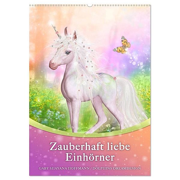 Zauberhaft liebe Einhörner - Kalender (Wandkalender 2024 DIN A2 hoch), CALVENDO Monatskalender, Gaby Shayana Hoffmann