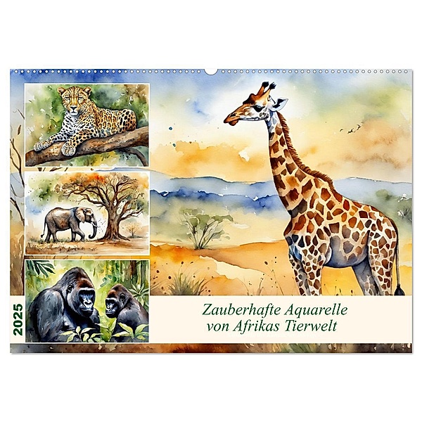 Zauberhafte Aquarelle von Afrikas Tierwelt (Wandkalender 2025 DIN A2 quer), CALVENDO Monatskalender, Calvendo, Claudia Kleemann