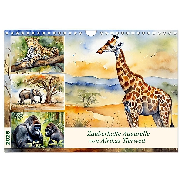 Zauberhafte Aquarelle von Afrikas Tierwelt (Wandkalender 2025 DIN A4 quer), CALVENDO Monatskalender, Calvendo, Claudia Kleemann