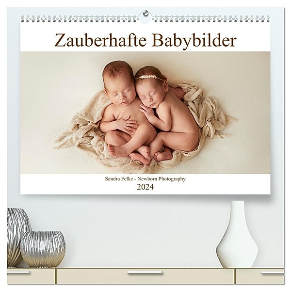 Zauberhafte Babybilder (hochwertiger Premium Wandkalender 2024 DIN A2 quer), Kunstdruck in Hochglanz, Sandra Felke