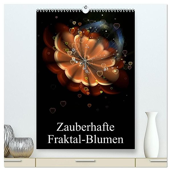 Zauberhafte Fraktal-Blumen (hochwertiger Premium Wandkalender 2024 DIN A2 hoch), Kunstdruck in Hochglanz, Alain Gaymard