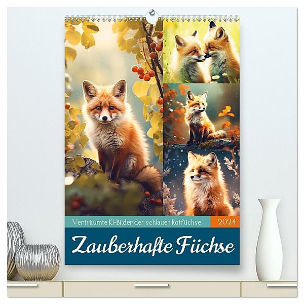 Zauberhafte Füchse (hochwertiger Premium Wandkalender 2024 DIN A2 hoch), Kunstdruck in Hochglanz, Sabine Löwer