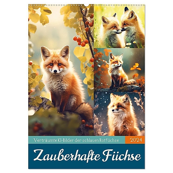 Zauberhafte Füchse (Wandkalender 2024 DIN A2 hoch), CALVENDO Monatskalender, Sabine Löwer