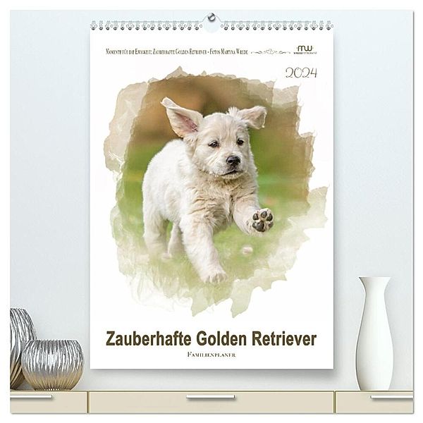 Zauberhafte Golden Retriever (hochwertiger Premium Wandkalender 2024 DIN A2 hoch), Kunstdruck in Hochglanz, Martina Wrede - Wredefotografie