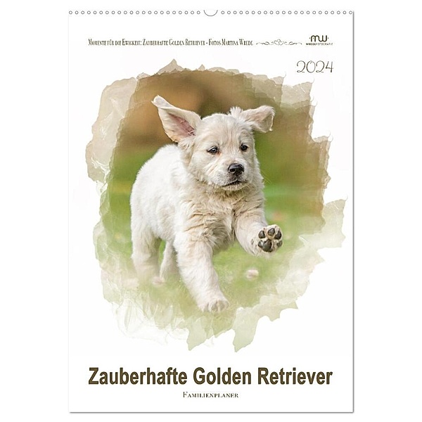 Zauberhafte Golden Retriever (Wandkalender 2024 DIN A2 hoch), CALVENDO Monatskalender, Martina Wrede - Wredefotografie