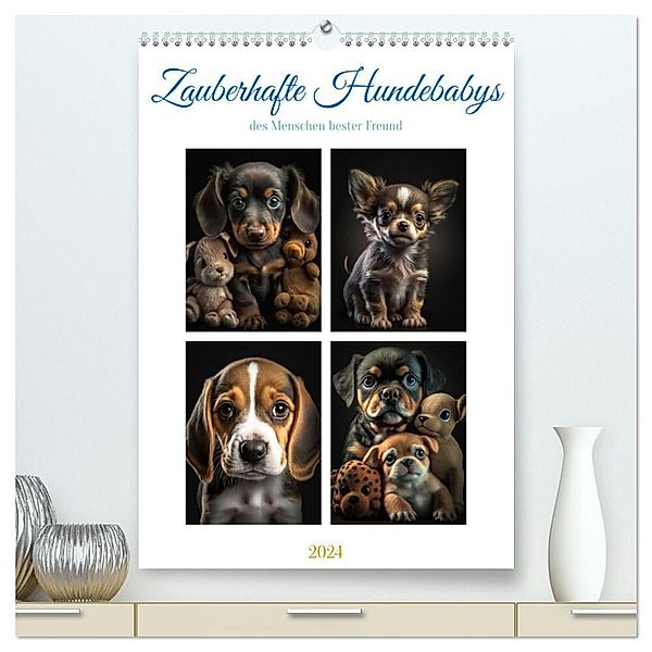 Zauberhafte Hundebabys (hochwertiger Premium Wandkalender 2024 DIN A2 hoch), Kunstdruck in Hochglanz, Steffen Gierok-Latniak