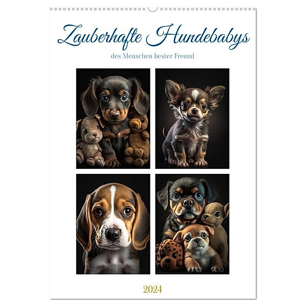 Zauberhafte Hundebabys (Wandkalender 2024 DIN A2 hoch), CALVENDO Monatskalender, Steffen Gierok-Latniak