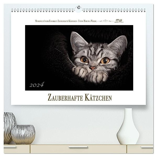 Zauberhafte Kätzchen (hochwertiger Premium Wandkalender 2024 DIN A2 quer), Kunstdruck in Hochglanz, Martina Wrede