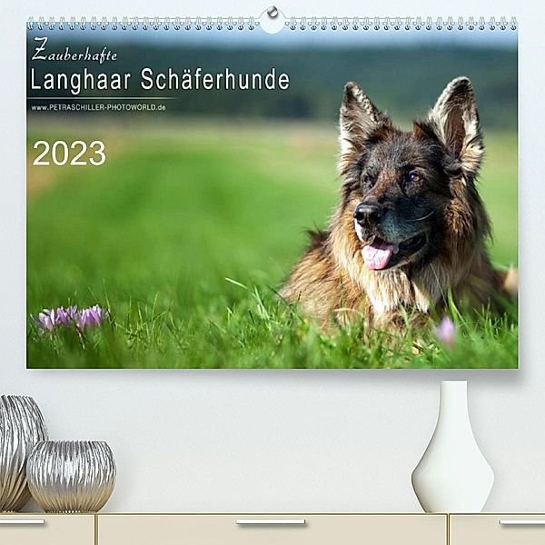 Zauberhafte Langhaar Schäferhunde (Premium, hochwertiger DIN A2 Wandkalender 2023, Kunstdruck in Hochglanz), Petra Schiller