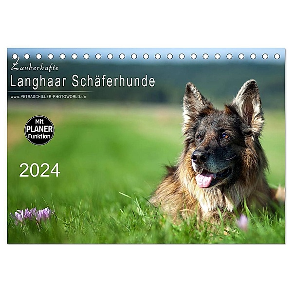 Zauberhafte Langhaar Schäferhunde (Tischkalender 2024 DIN A5 quer), CALVENDO Monatskalender, Petra Schiller