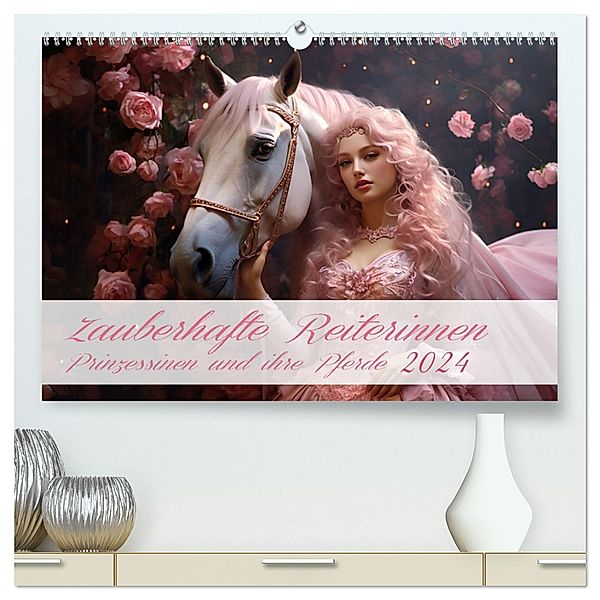 Zauberhafte Reiterinnen (hochwertiger Premium Wandkalender 2024 DIN A2 quer), Kunstdruck in Hochglanz, Calvendo, Ally Bee