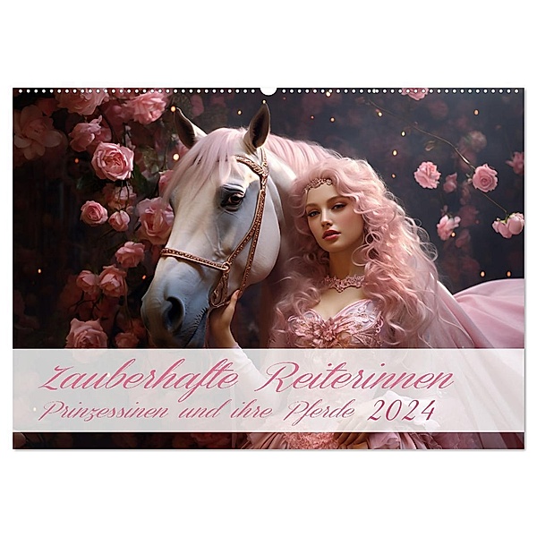 Zauberhafte Reiterinnen (Wandkalender 2024 DIN A2 quer), CALVENDO Monatskalender, Calvendo, Ally Bee