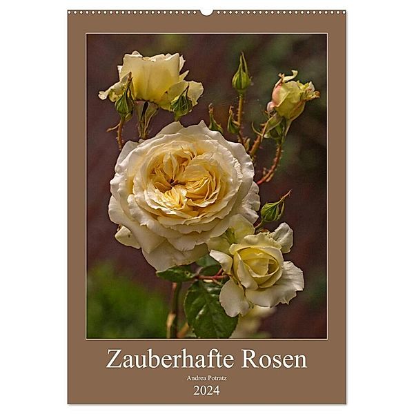 Zauberhafte Rosen (Wandkalender 2024 DIN A2 hoch), CALVENDO Monatskalender, Andrea Potratz