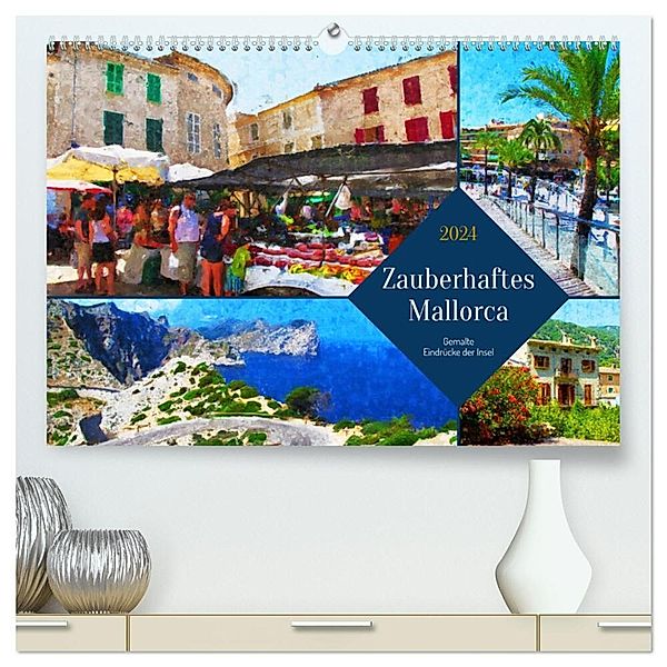 Zauberhaftes Mallorca - Gemalte Eindrücke der Insel (hochwertiger Premium Wandkalender 2024 DIN A2 quer), Kunstdruck in Hochglanz, Anja Frost