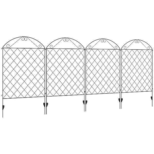 Zaunblende mit 4 Elementen schwarz (Farbe: schwarz)