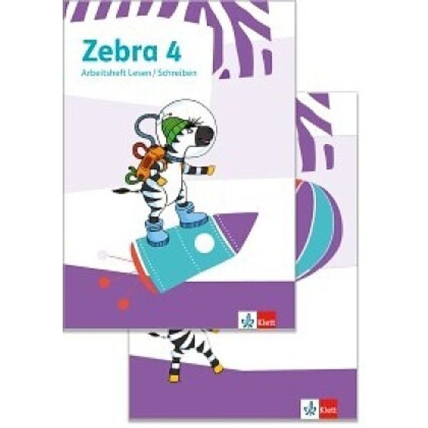 Zebra 4, Arbeitsheft Lesen/Schreiben und Arbeitsheft Sprache mit digitalen Medien Klasse 4, 2 Bde.