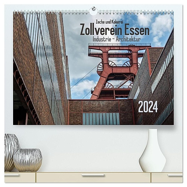 Zeche und Kokerei Zollverein Essen: Industrie-Architektur (hochwertiger Premium Wandkalender 2024 DIN A2 quer), Kunstdruck in Hochglanz, Olaf Herm
