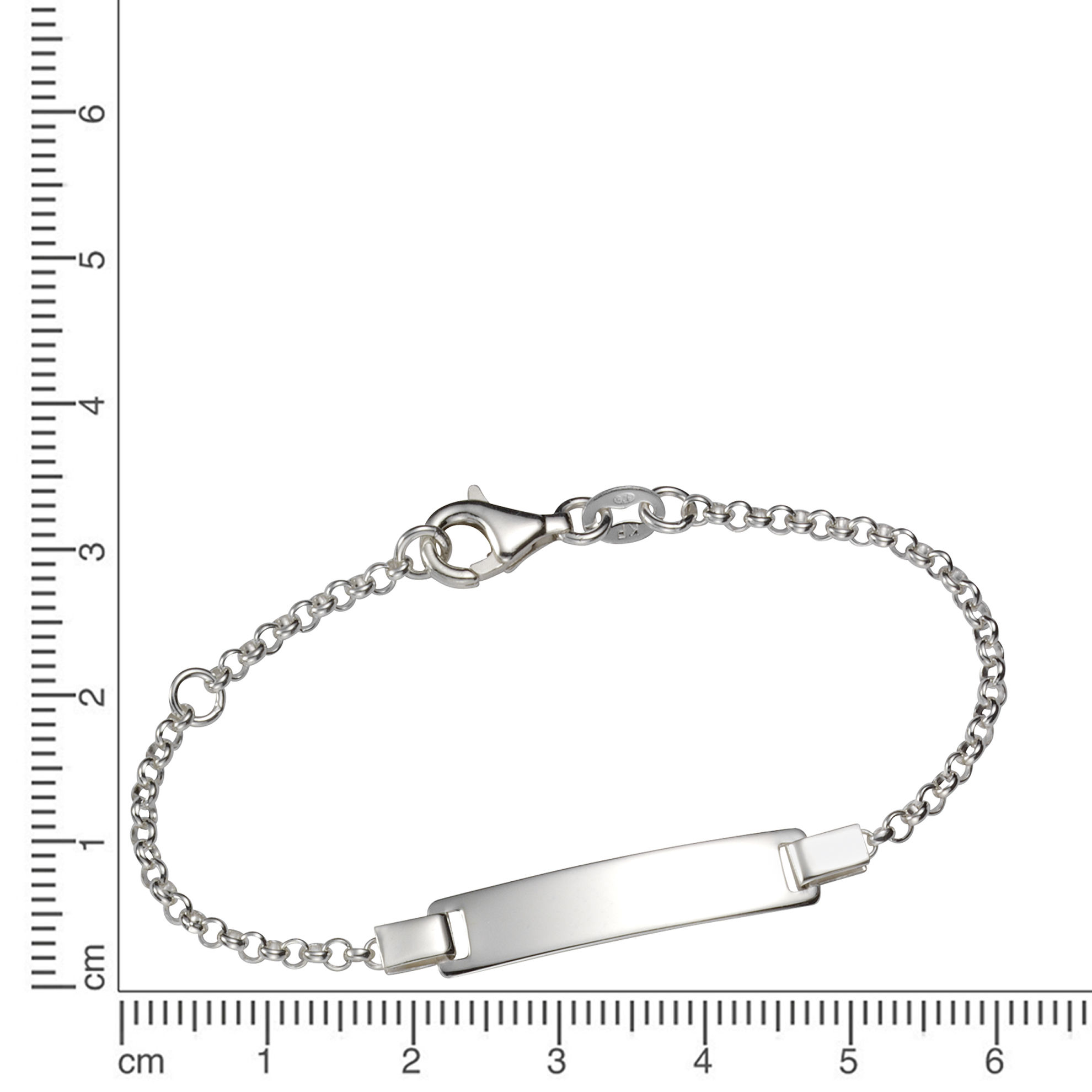 Zeeme Basic Armband 925 Sterling Silber glanz 18cm Gravur Namen 8  Buchstaben 925 - Sterling Silber 18cm Glänzend Ausführung: MIT Gravur