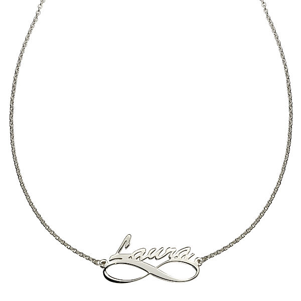 Zeeme Basic Collier 925/- Sterling Silber rhodniert Namenskette Namen 925/- Sterling Silber 45+3cm Glänzend