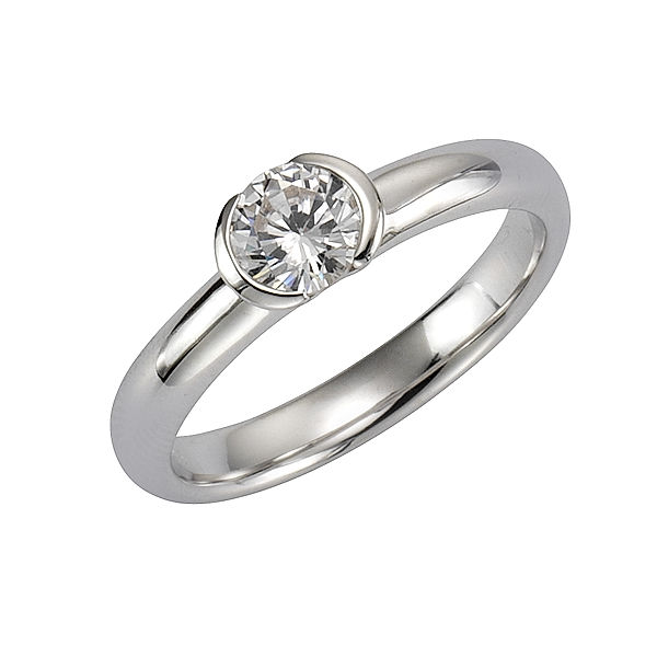 Zeeme Basic Ring 925/- Sterling Silber Zirkonia weiß Glänzend (Größe: 060 (19,1))