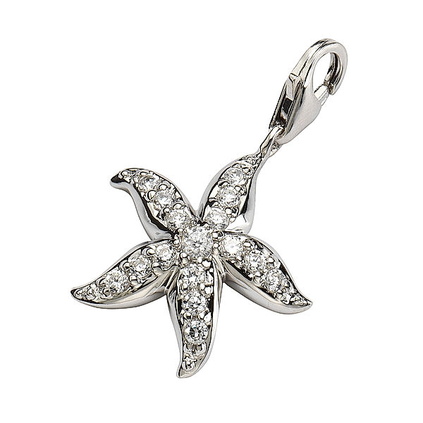 Zeeme Charms Charm 925/- Sterling Silber Zirkonia weiß 3,3cm Rhodiniert