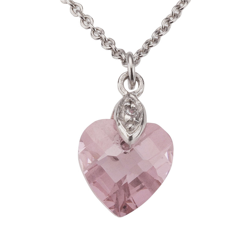 Zeeme for Kids Anhänger mit Kette 925 - Sterling Silber Zirkonia rosa 36  38cm Glänzend