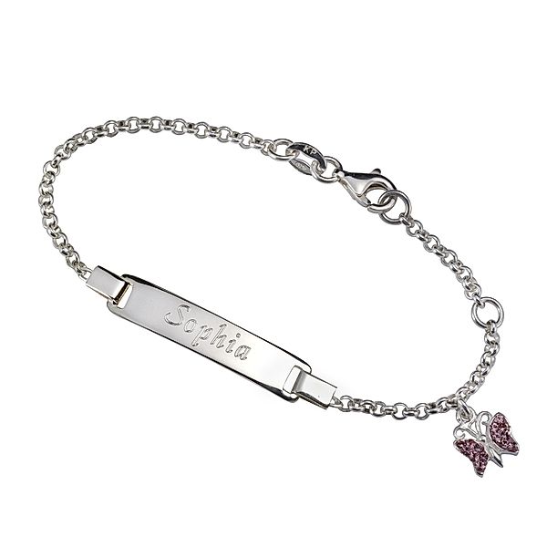 ZEEme for Kids Zeeme for Kids Armband 925/- Sterling Silber Kristall rosa 13/15cm Glänzend (Ausführung: OHNE Gravur)