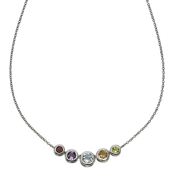 Zeeme Gemstones Collier 925/- Sterling Silber Blautopas beh. blau 40cm Glänzend