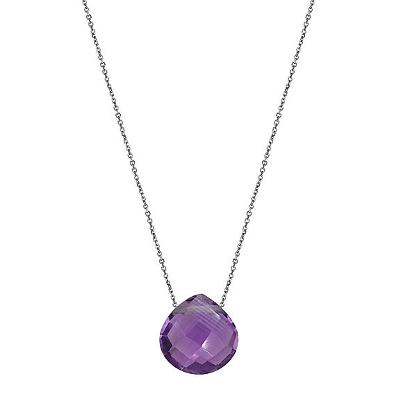 Zeeme Gemstones Collier 925/- Sterling Silber Amethyst lila 42+3cm Glänzend