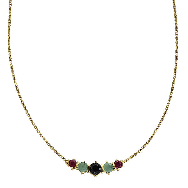 Zeeme Gemstones Collier 925/- Sterling Silber Saphir blau 45cm Glänzend