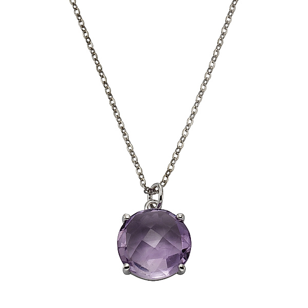 Zeeme Gemstones Halskette 925/- Sterling Silber Amethyst lila 42+3cm Glänzend