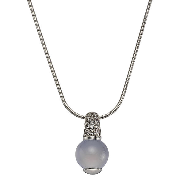 Zeeme Gemstones Halskette 925/- Sterling Silber Calcedon weiß 42+5cm Glänzend
