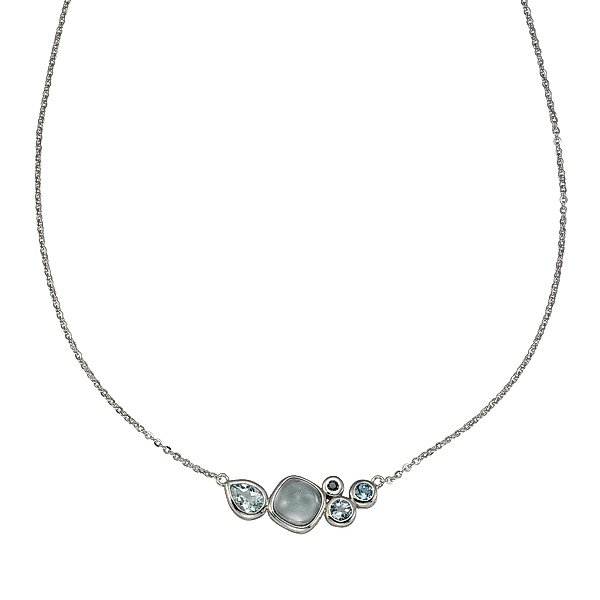 Zeeme Gemstones Halskette 925/- Sterling Silber Blautopas beh. blau 48cm Glänzend