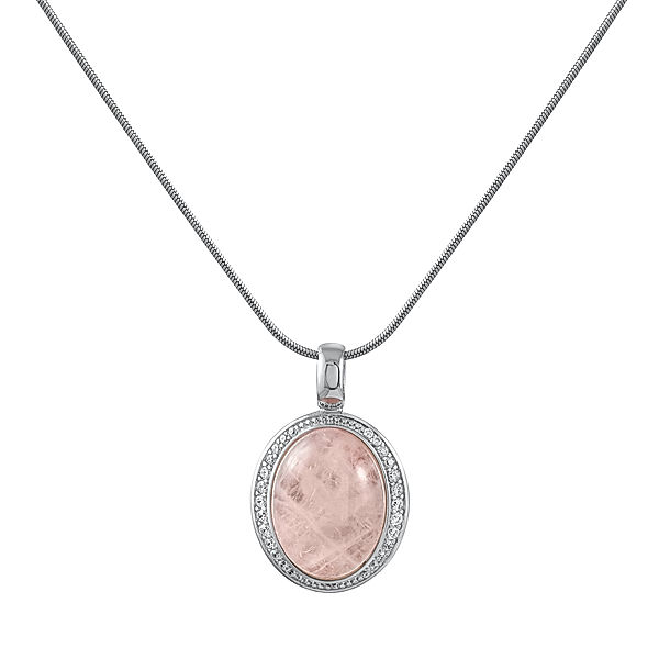 Zeeme Gemstones Halskette 925/- Sterling Silber Rosenquarz rosa 42+5cm Glänzend 9,1ct.
