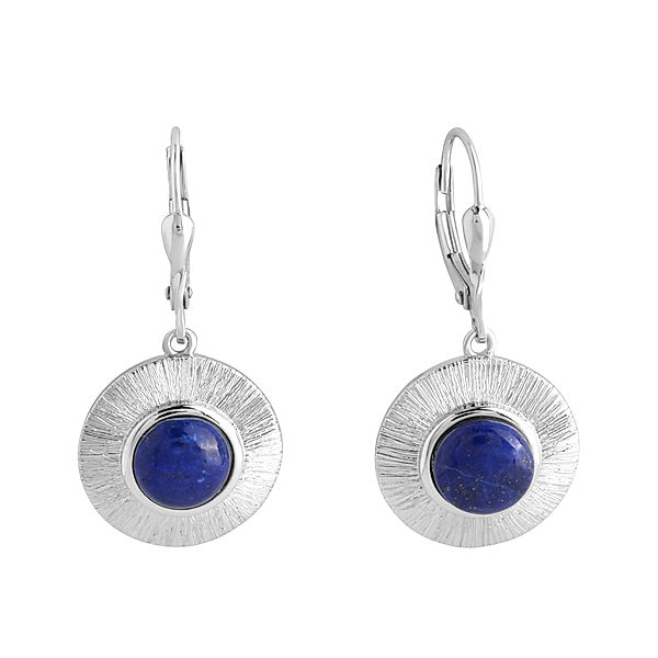 Zeeme Gemstones Ohrhänger 925/- Sterling Silber Lapislazuli blau 3,3cm Glänzend 2,8ct.