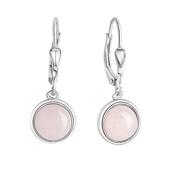 Zeeme Gemstones Ohrringe 925/- Sterling Silber Rosenquarz rosa 2,7cm Rhodiniert