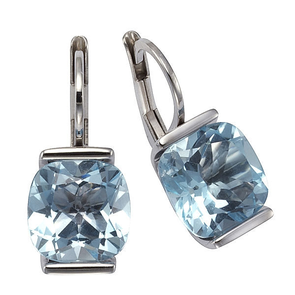 Zeeme Gemstones Ohrringe 925/- Sterling Silber Blautopas beh. blau 2,2cm Rhodiniert