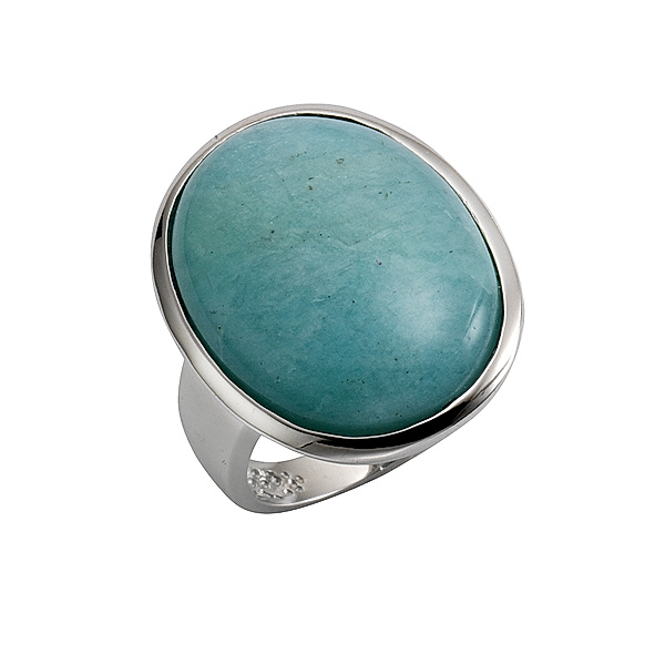 Zeeme Gemstones Ring 925/- Sterling Silber Amazonit blau Glänzend (Größe: 058 (18,5))
