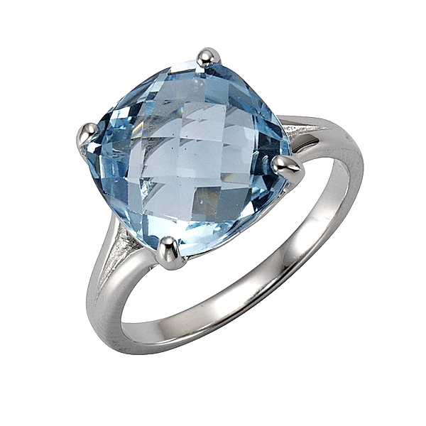 Zeeme Gemstones Ring 925/- Sterling Silber Blautopas beh. blau Glänzend (Größe: 058 (18,5))