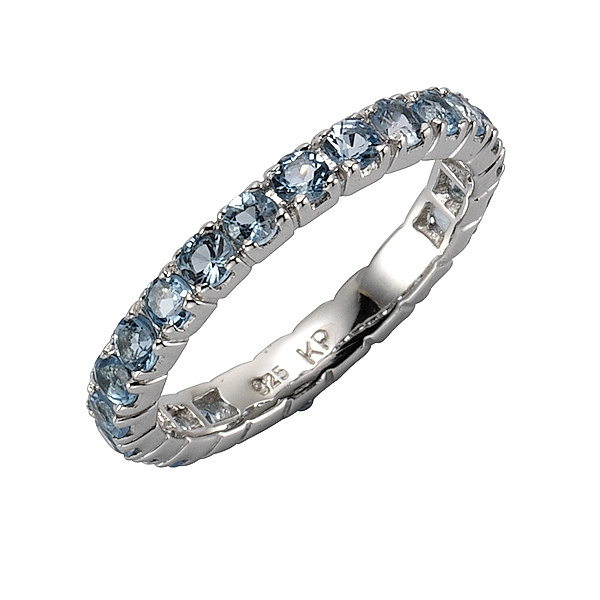 Zeeme Gemstones Ring 925/- Sterling Silber Blautopas beh. blau Glänzend (Größe: 058 (18,5))