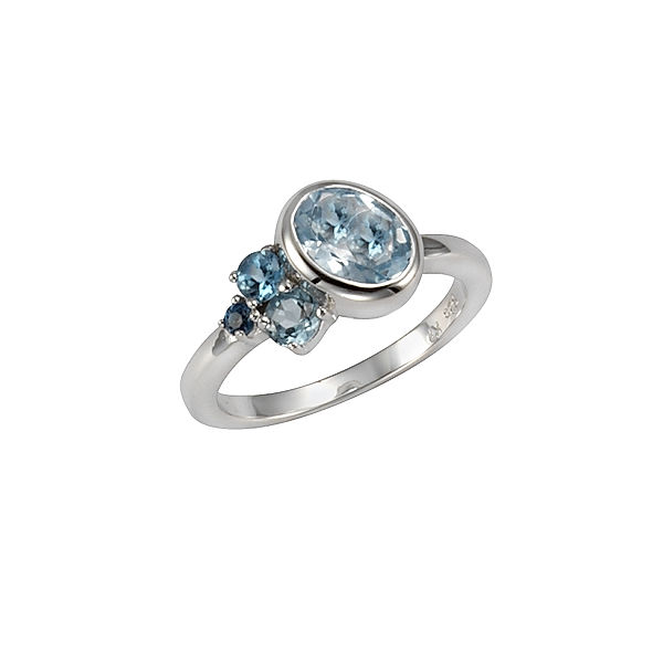 Zeeme Gemstones Ring 925/- Sterling Silber Blautopas beh. blau Glänzend (Größe: 052 (16,6))