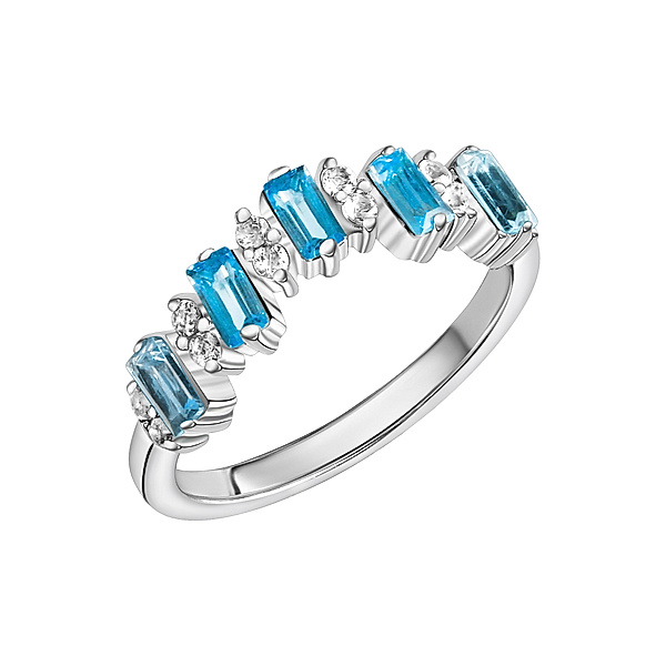 Zeeme Gemstones Ring 925/- Sterling Silber Blautopas beh. blau Glänzend (Größe: 056 (17,8))