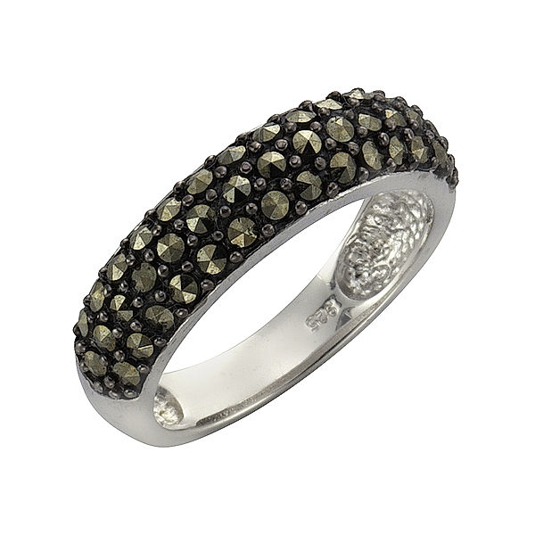 Zeeme Gemstones Ring 925/- Sterling Silber Markasit schwarz Rhodiniert (Größe: 056 (17,8))