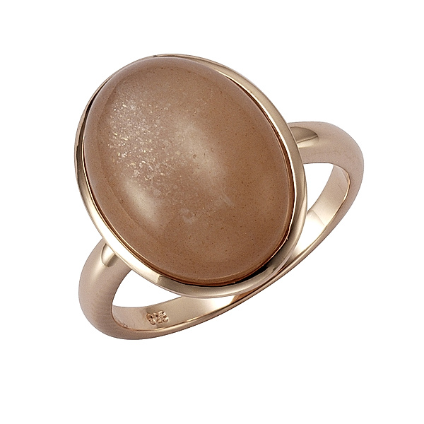 Zeeme Gemstones Ring 925/- Sterling Silber Mondstein pfirsich Glänzend (Größe: 060 (19,1))
