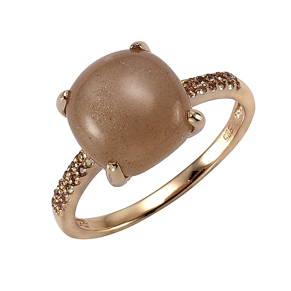 Zeeme Gemstones Ring 925/- Sterling Silber Mondstein pfirsich Glänzend (Größe: 056 (17,8))