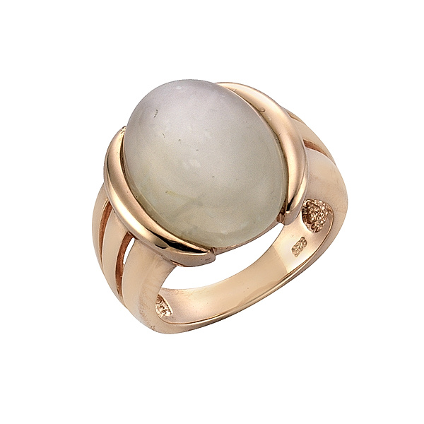 Zeeme Gemstones Ring 925/- Sterling Silber Mondstein weiß rotvergoldet (Größe: 056 (17,8))