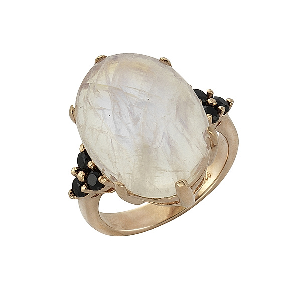 Zeeme Gemstones Ring 925/- Sterling Silber Mondstein weiß rotvergoldet (Größe: 060 (19,1))
