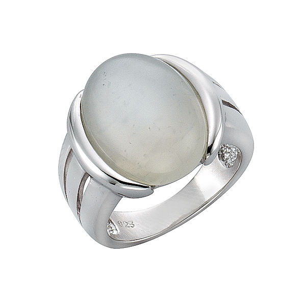 Zeeme Gemstones Ring 925/- Sterling Silber Mondstein weiß Rhodiniert (Größe: 062 (19,7))