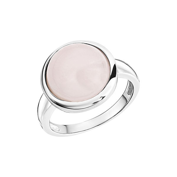 Zeeme Gemstones Ring 925/- Sterling Silber Rosenquarz rosa Rhodiniert (Größe: 052 (16,6))